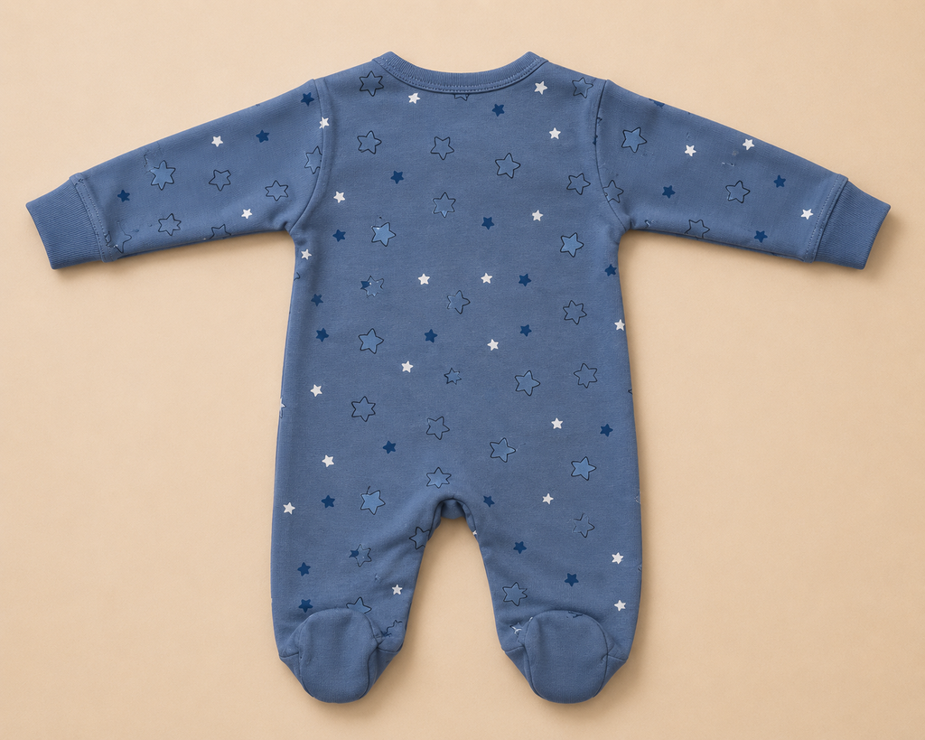 Baby Star Print Cotton Sleepsuit | Soft Full Sleeve Footed Romper for Newborns & Infants