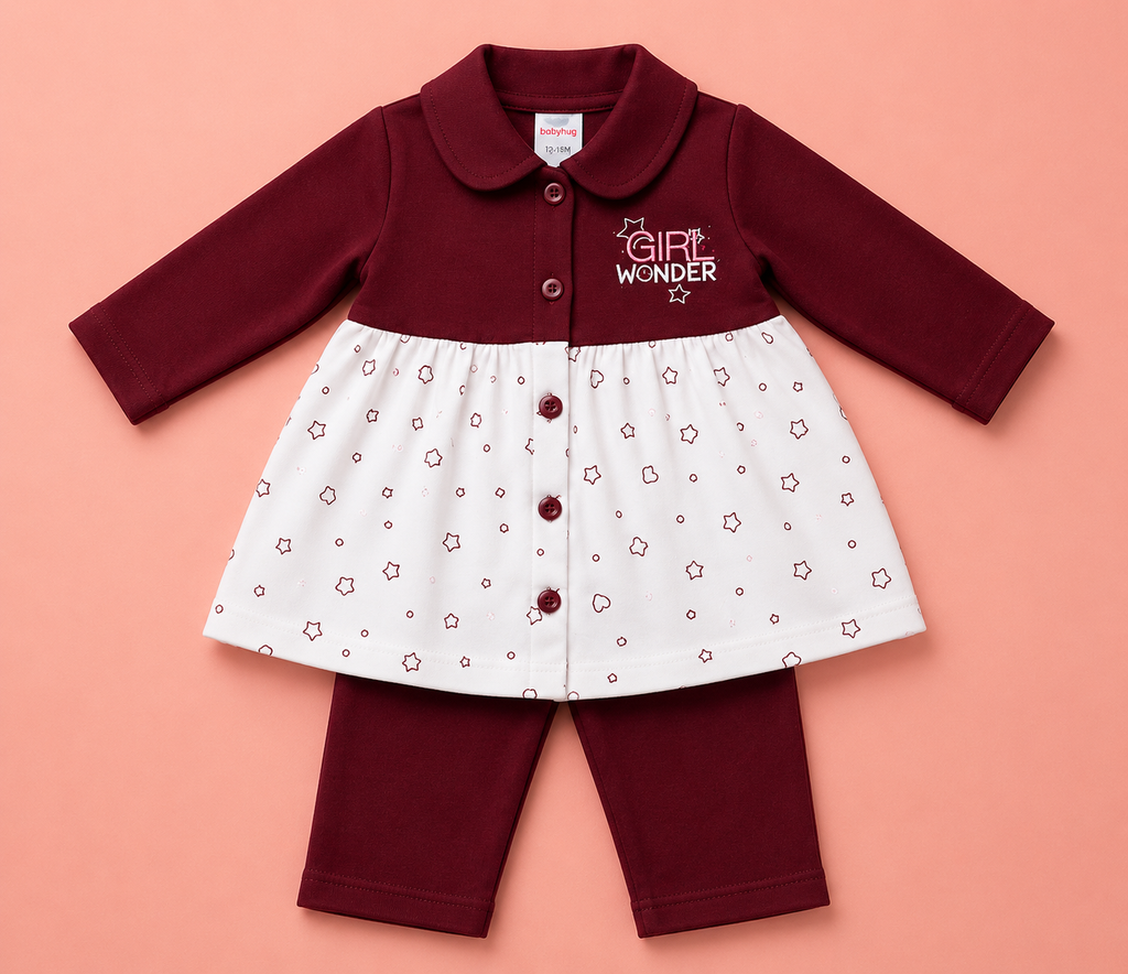 Baby Girl Wonder Dress & Leggings Set | Cute Long Sleeve Outfit for Baby Girls