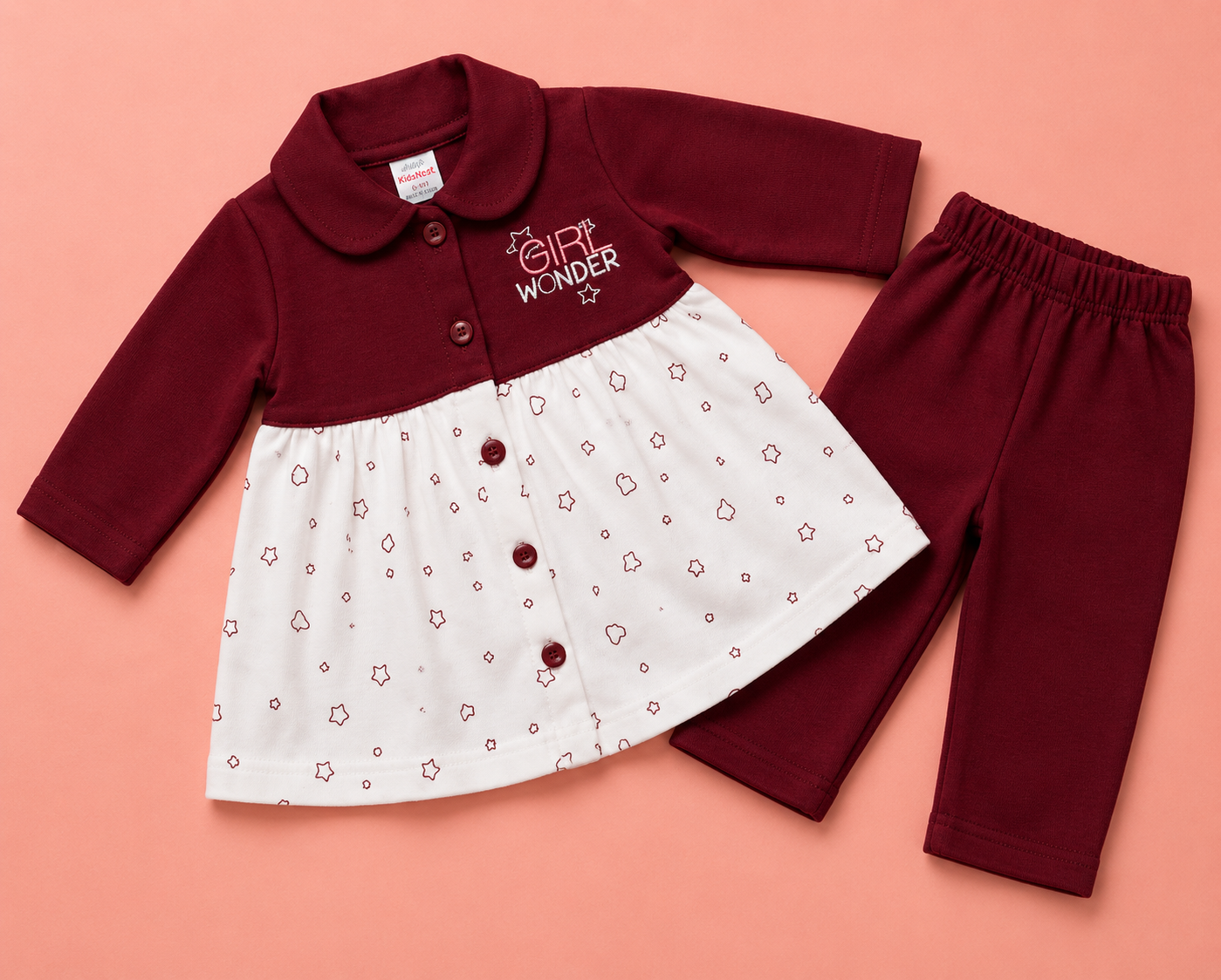 Baby Girl Wonder Dress & Leggings Set | Cute Long Sleeve Outfit for Baby Girls