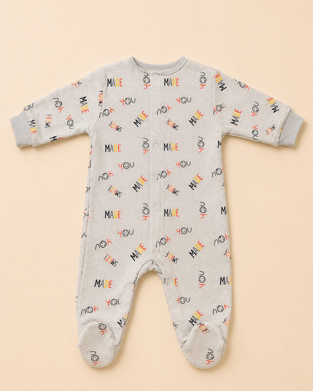 Baby "Made for You" Cotton Sleepsuit Romper | Soft Full Sleeve Footed Baby Onesie