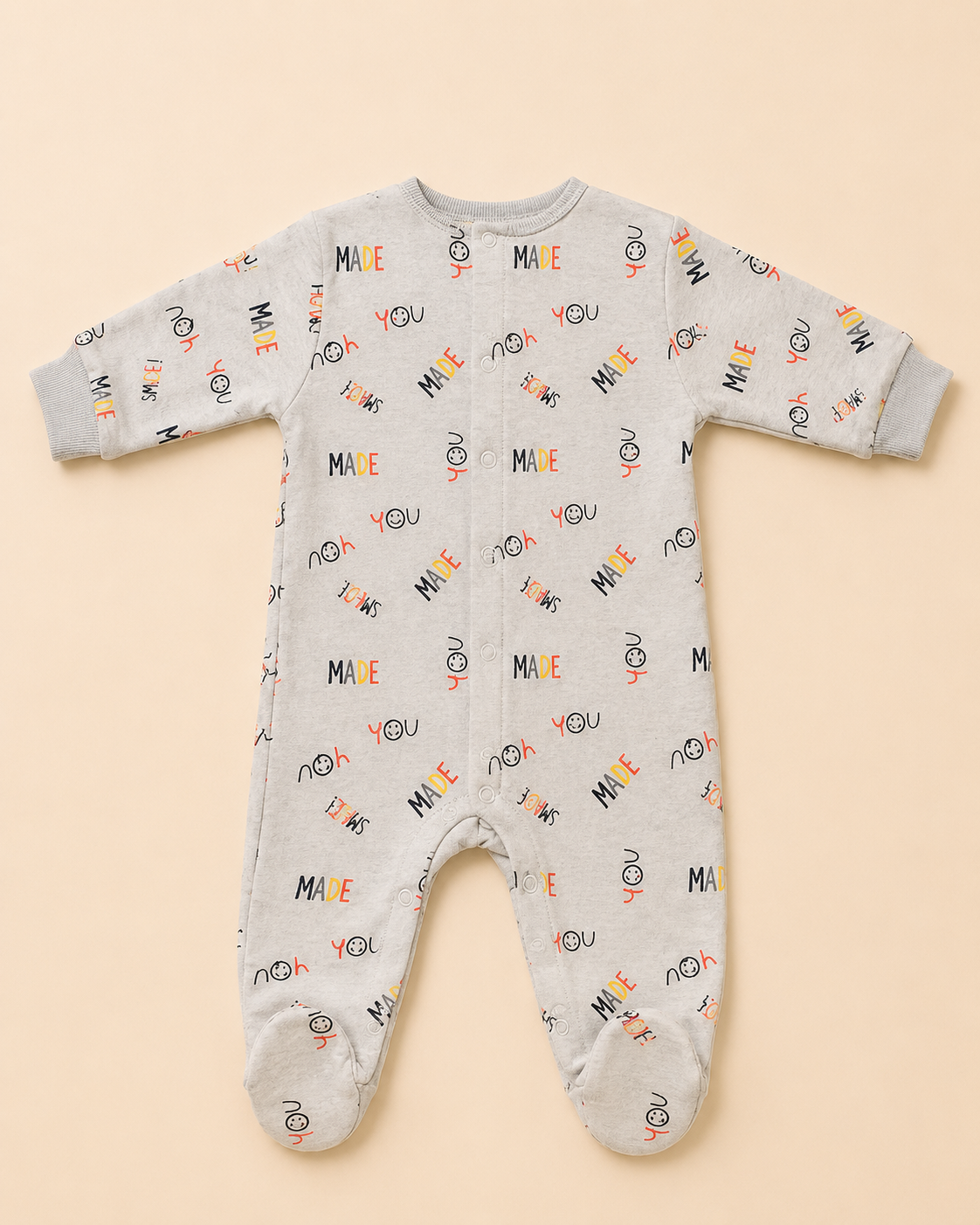 Baby "Made for You" Cotton Sleepsuit Romper | Soft Full Sleeve Footed Baby Onesie