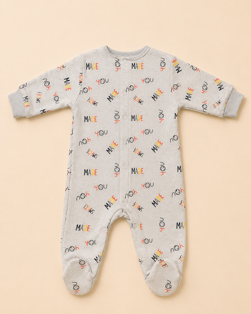 Baby "Made for You" Cotton Sleepsuit Romper | Soft Full Sleeve Footed Baby Onesie