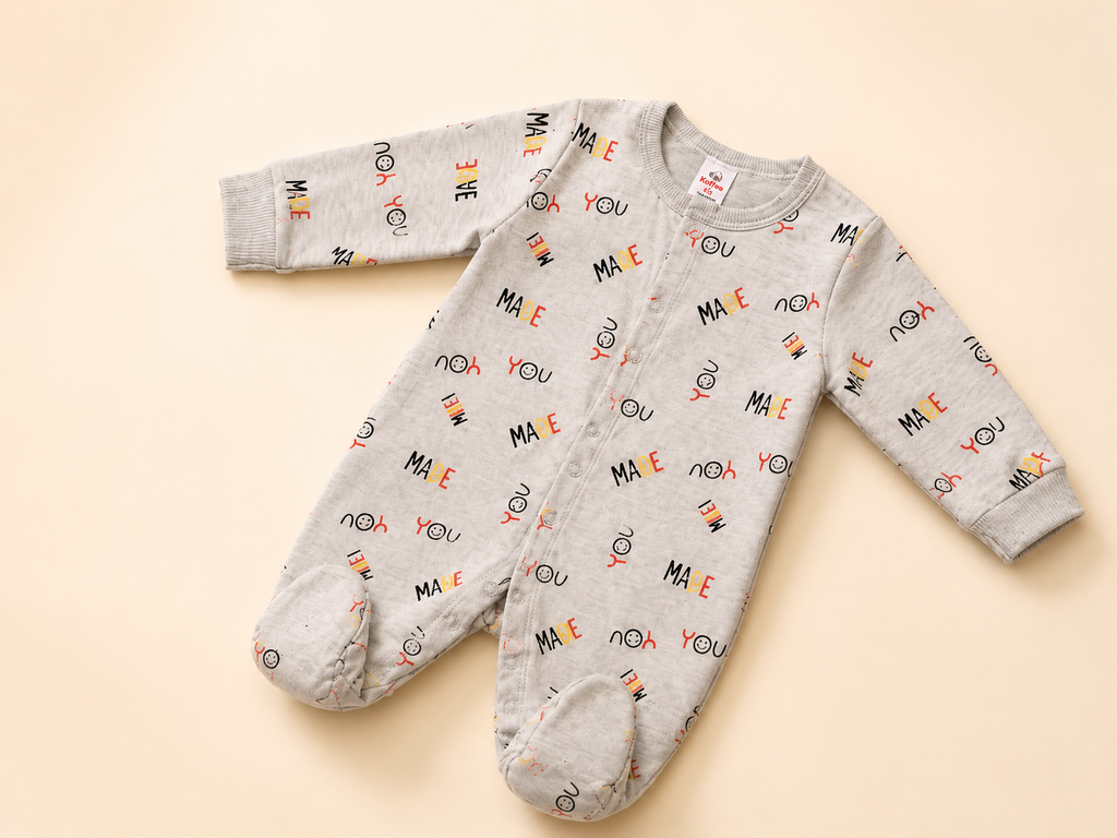 Baby "Made for You" Cotton Sleepsuit Romper | Soft Full Sleeve Footed Baby Onesie
