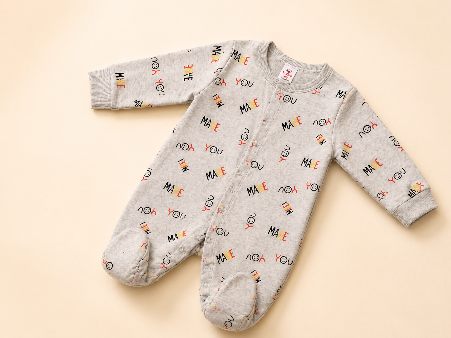 Baby "Made for You" Cotton Sleepsuit Romper | Soft Full Sleeve Footed Baby Onesie