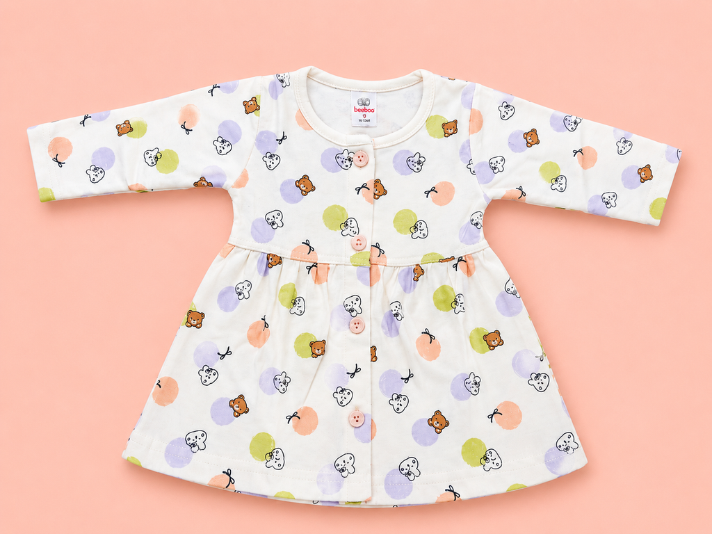 🧸 Playful Bear Print Dress Set with Leggings