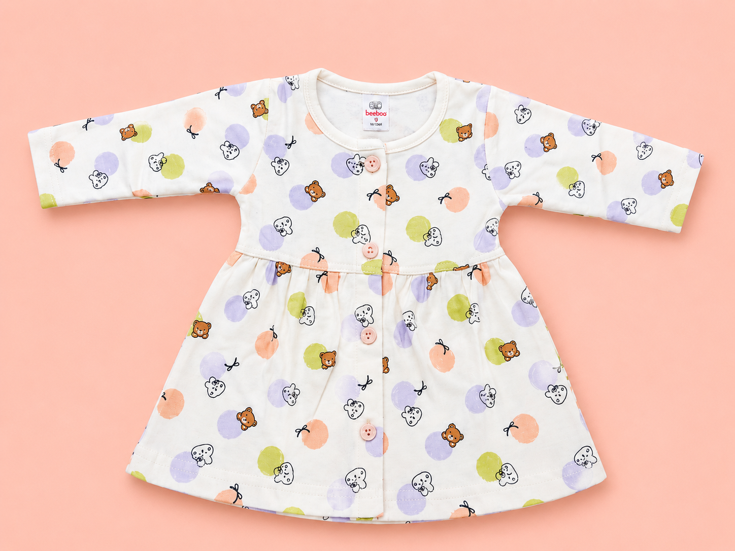 🧸 Playful Bear Print Dress Set with Leggings