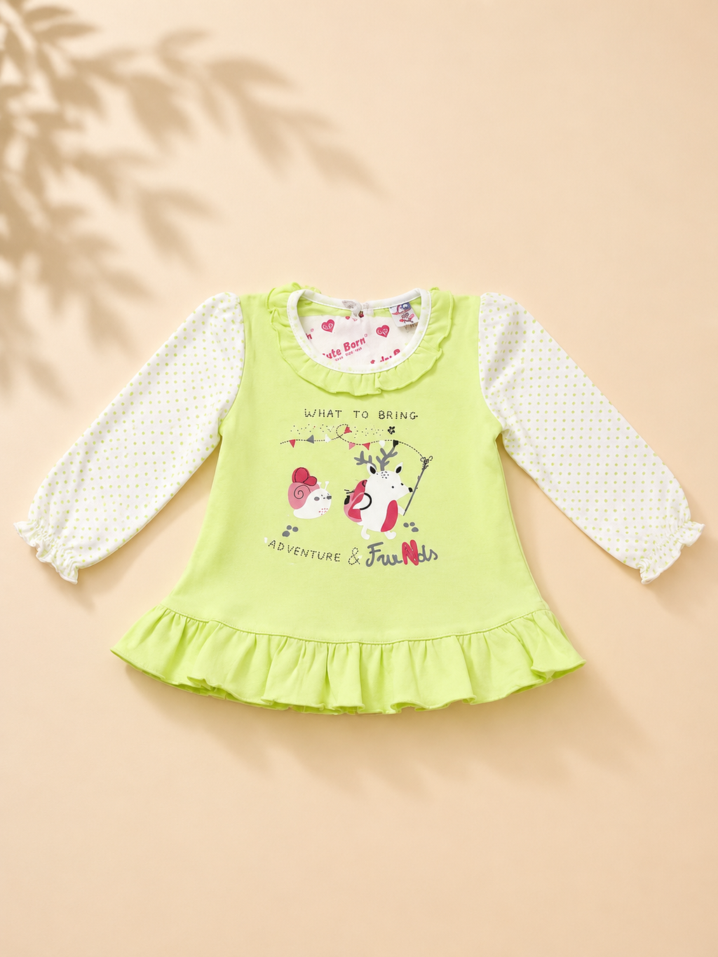 Baby Girls Lime Green Adventure & Friends Outfit Set | Soft Cotton 2-Piece Set