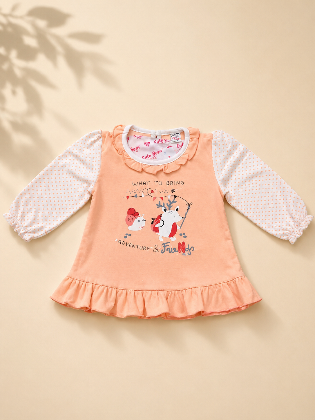 Baby Girls Peach Adventure & Friends Outfit Set | Cute 2-Piece Cotton Clothing Set