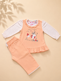 Baby Girls Peach Adventure & Friends Outfit Set | Cute 2-Piece Cotton Clothing Set