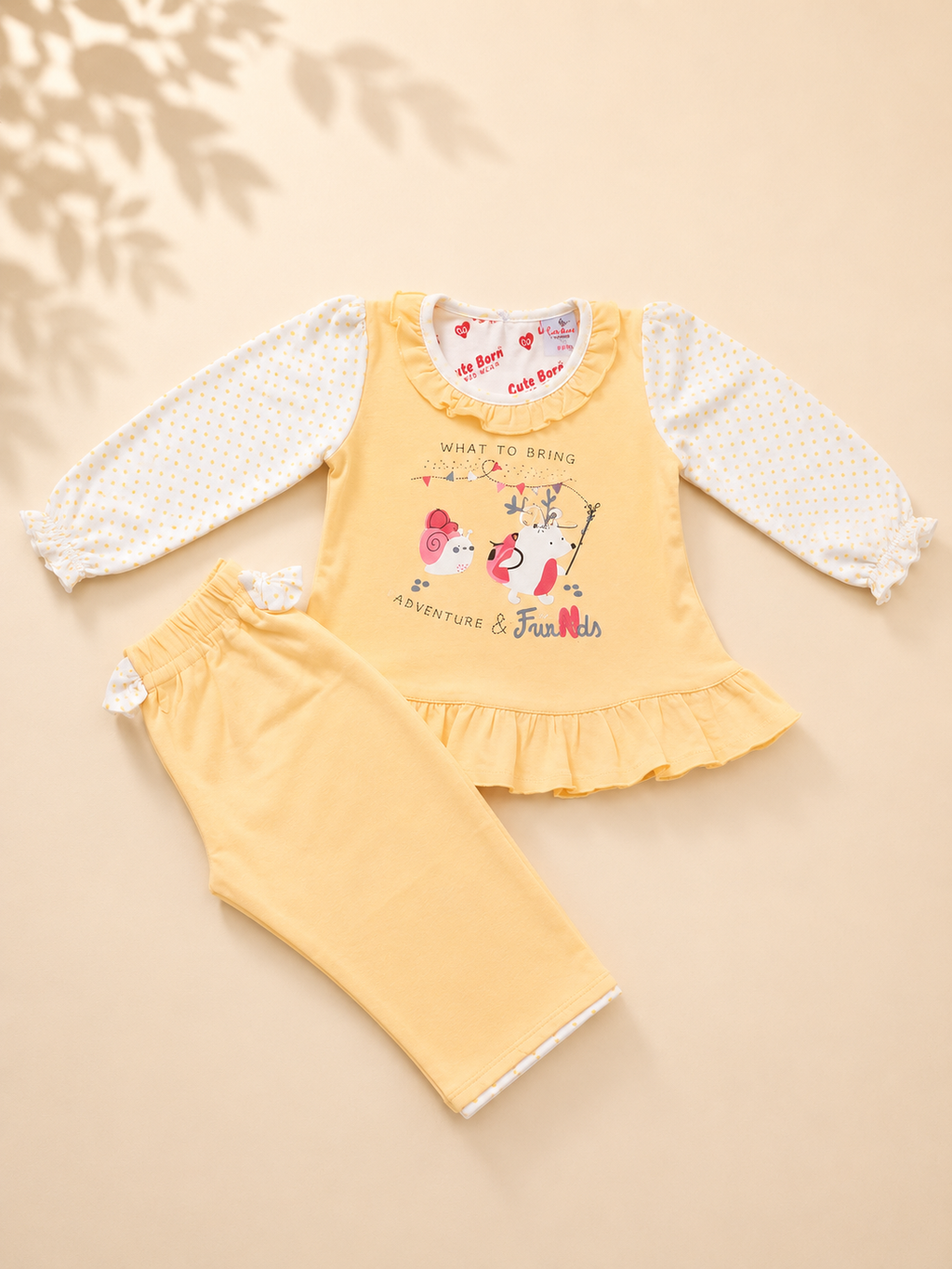 Baby Girls Yellow Adventure & Friends Outfit Set | Cute 2-Piece Cotton Clothing Set