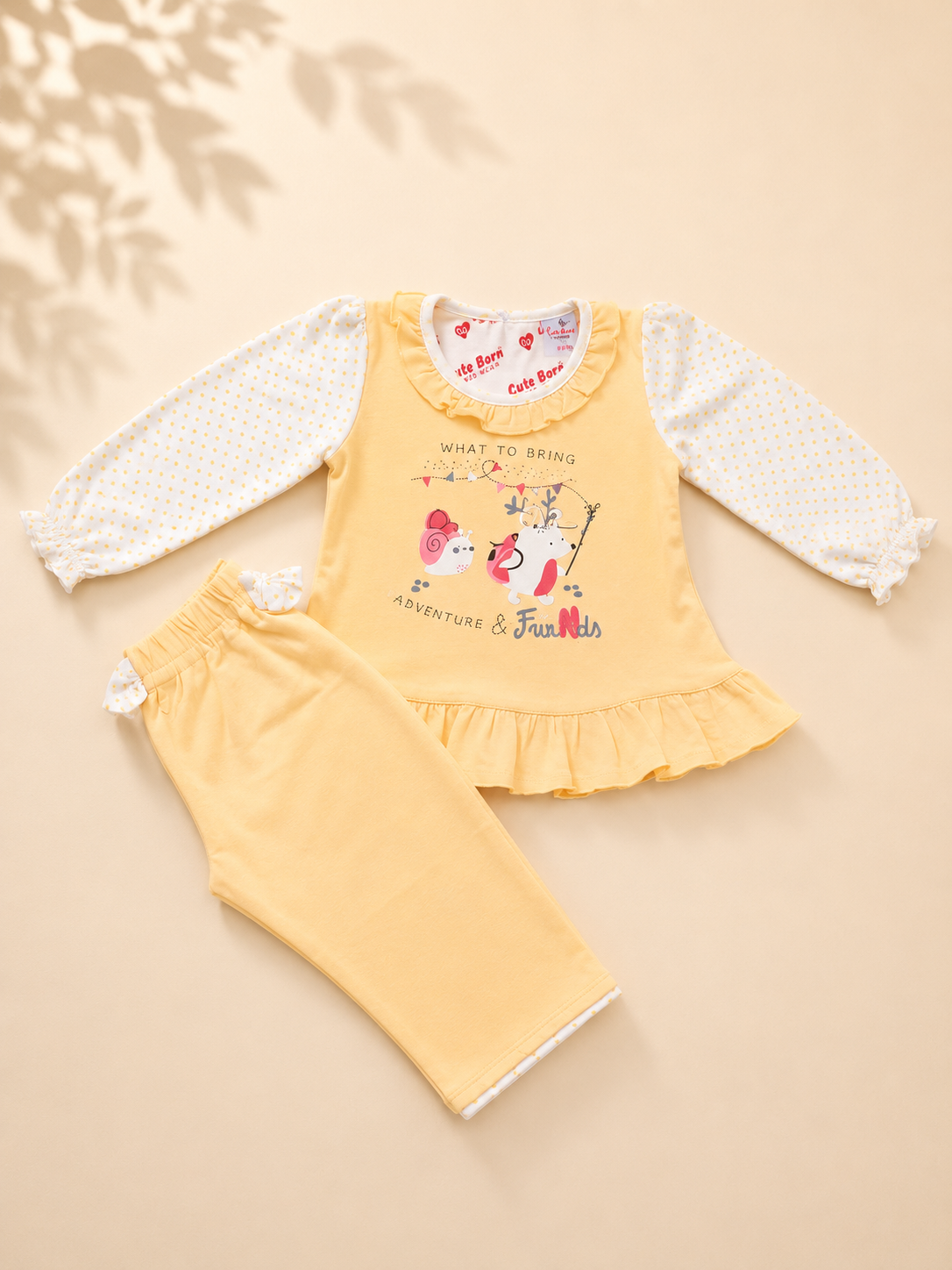 Baby Girls Yellow Adventure & Friends Outfit Set | Cute 2-Piece Cotton Clothing Set