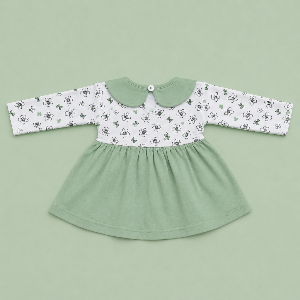 Baby Girls Sweet Bear Green Outfit Set | Cute 2‑Piece Cotton Clothing Set