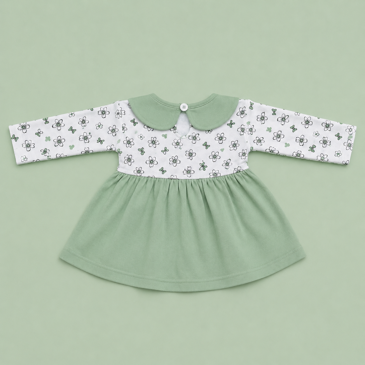 Baby Girls Sweet Bear Green Outfit Set | Cute 2‑Piece Cotton Clothing Set