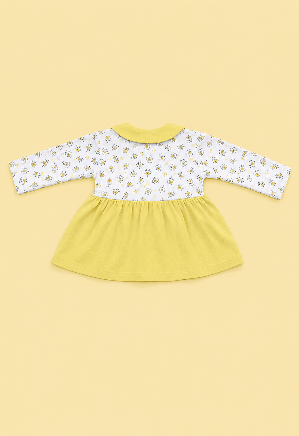 Baby Girls Sweet Bear Lemon Yellow Outfit Set | Cute 2‑Piece Cotton Clothing Set