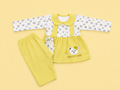 Baby Girls Sweet Bear Lemon Yellow Outfit Set | Cute 2‑Piece Cotton Clothing Set