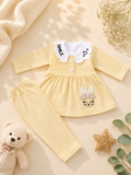 Baby Girls Bunny Smile Outfit Set | Cute 2‑Piece Cotton Clothing Set