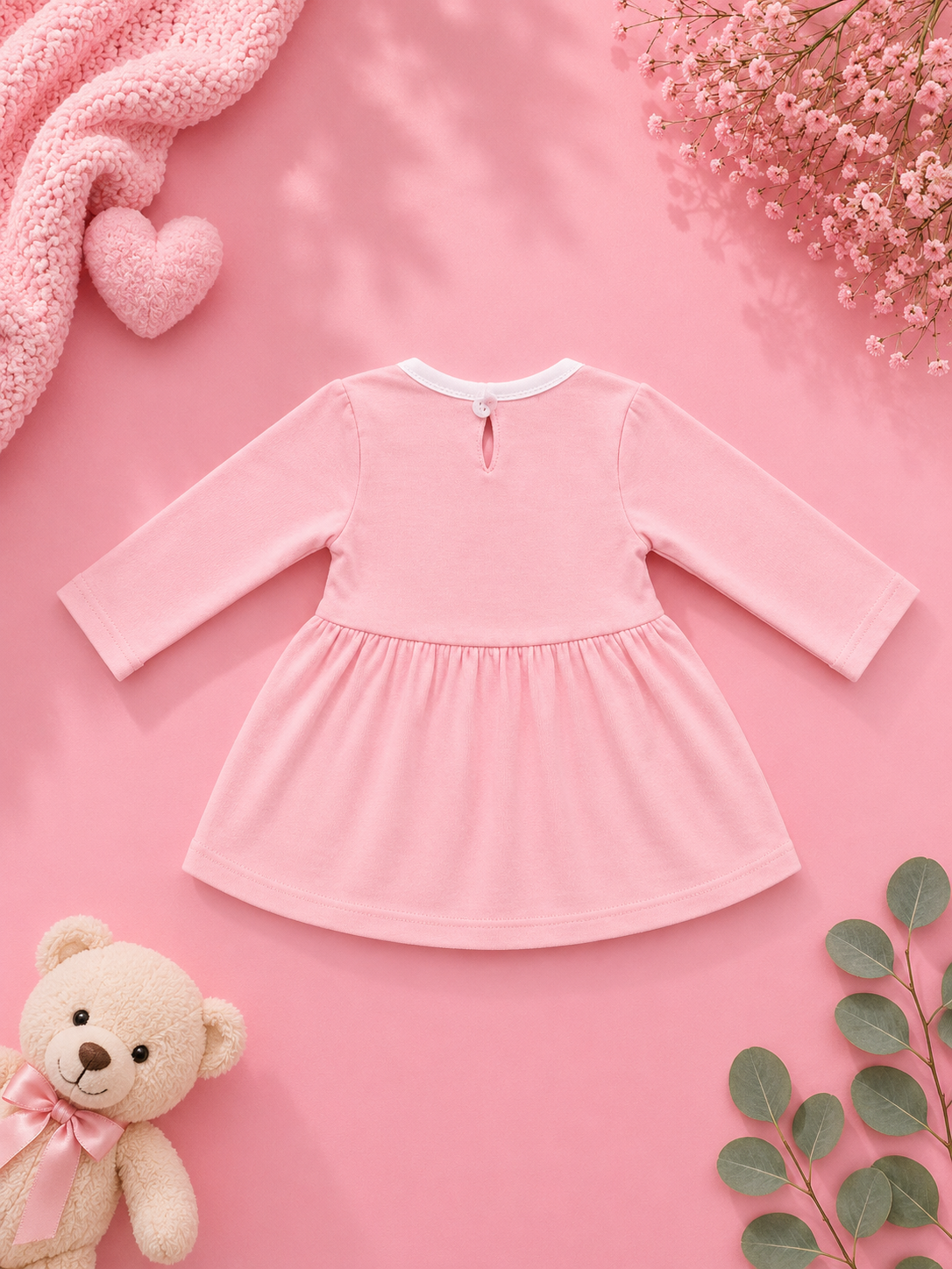 Baby Girls Bunny Smile Pink Outfit Set | Cute 2‑Piece Cotton Clothing Set