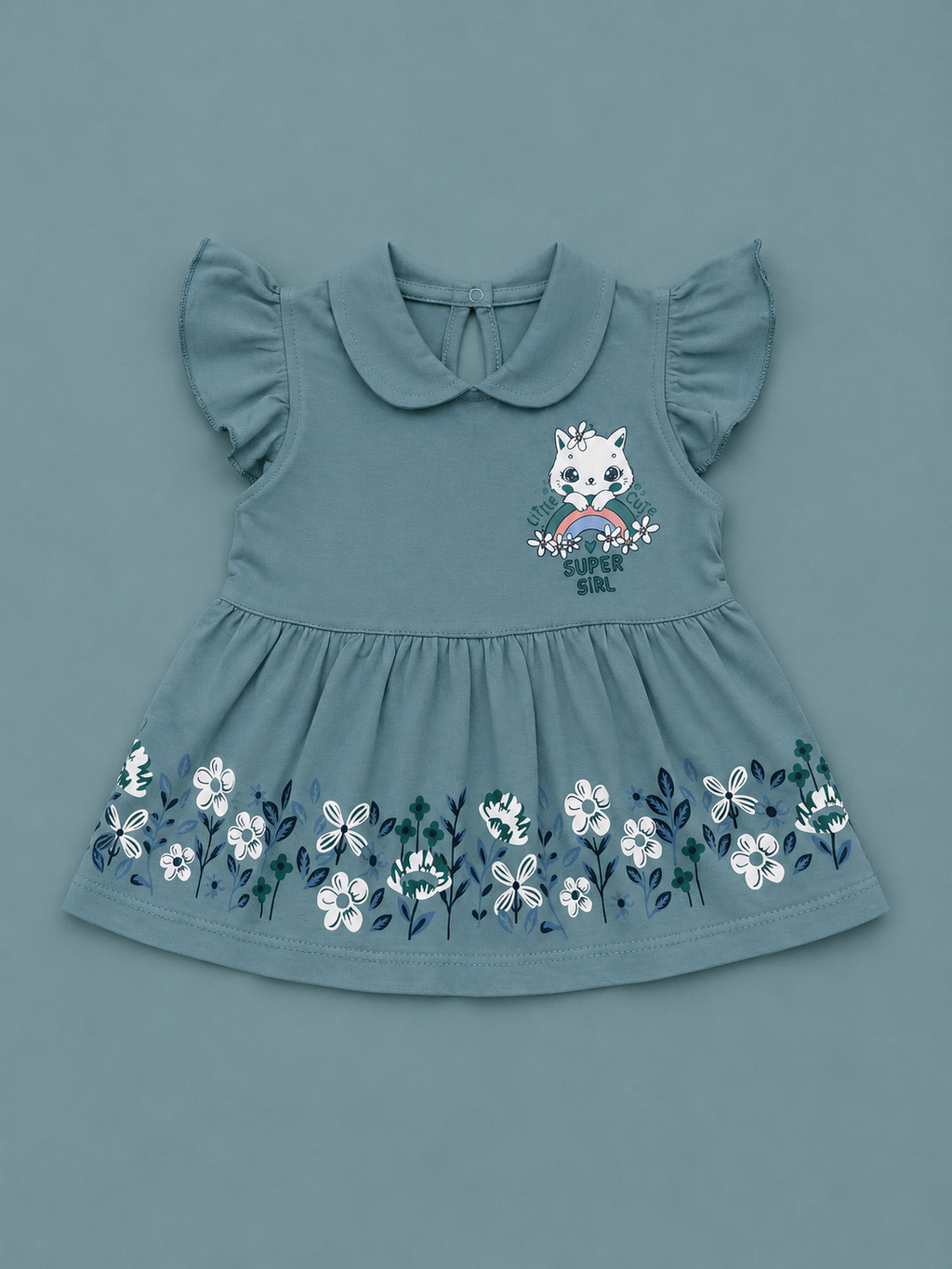 Baby Girls Super Girl Blue Outfit Set | Cute 2‑Piece Cotton Clothing Set