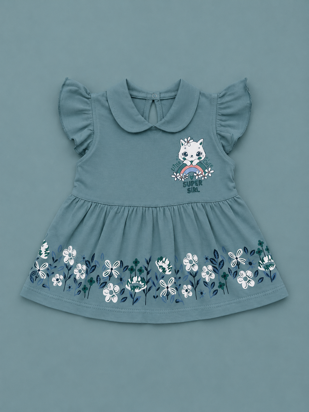 Baby Girls Super Girl Blue Outfit Set | Cute 2‑Piece Cotton Clothing Set