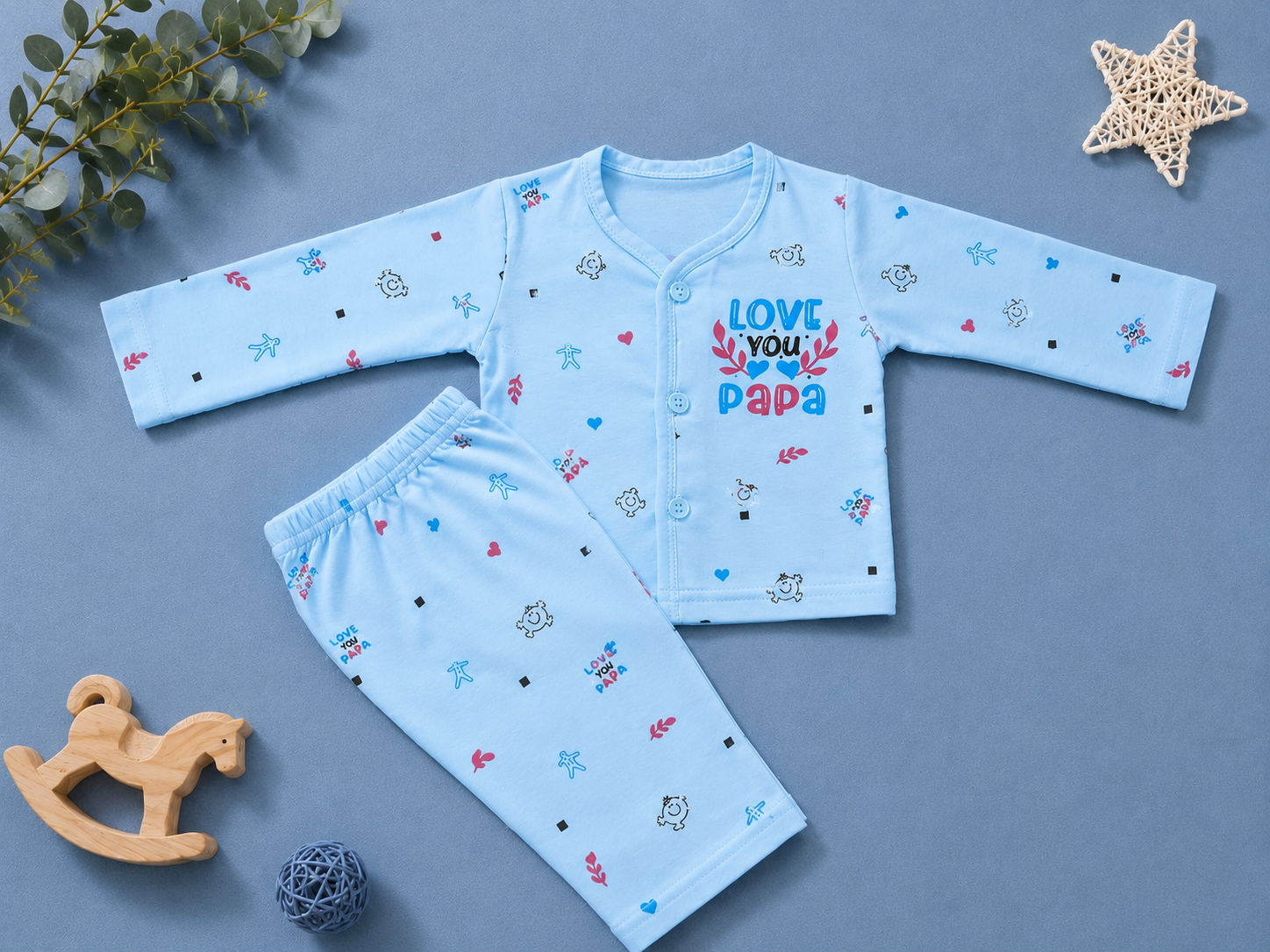 Baby Girls/Boys Love You Papa Pajama Set | Cute 2‑Piece Sleepwear