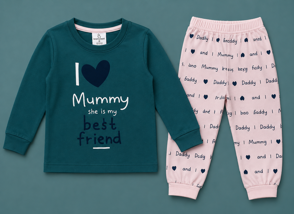 I Love Mummy Baby Cotton Co-Ord Set | Soft Full Sleeve T-Shirt &amp; Jogger Pant