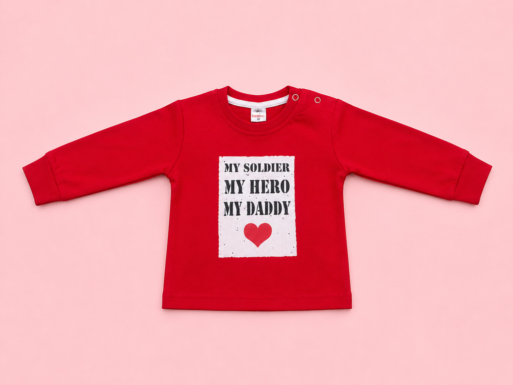 Baby Boys Cotton Full Sleeve T-Shirt & Pant Set | My Soldier My Hero My Daddy