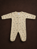 Baby Cotton Full Sleeve Footed Romper | Cream "Made for You" Print