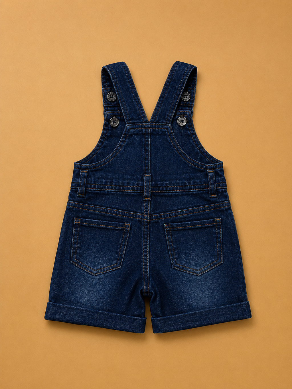 Baby Boys Denim Dungaree Shorts with Striped T-Shirt | 2-Piece Outfit