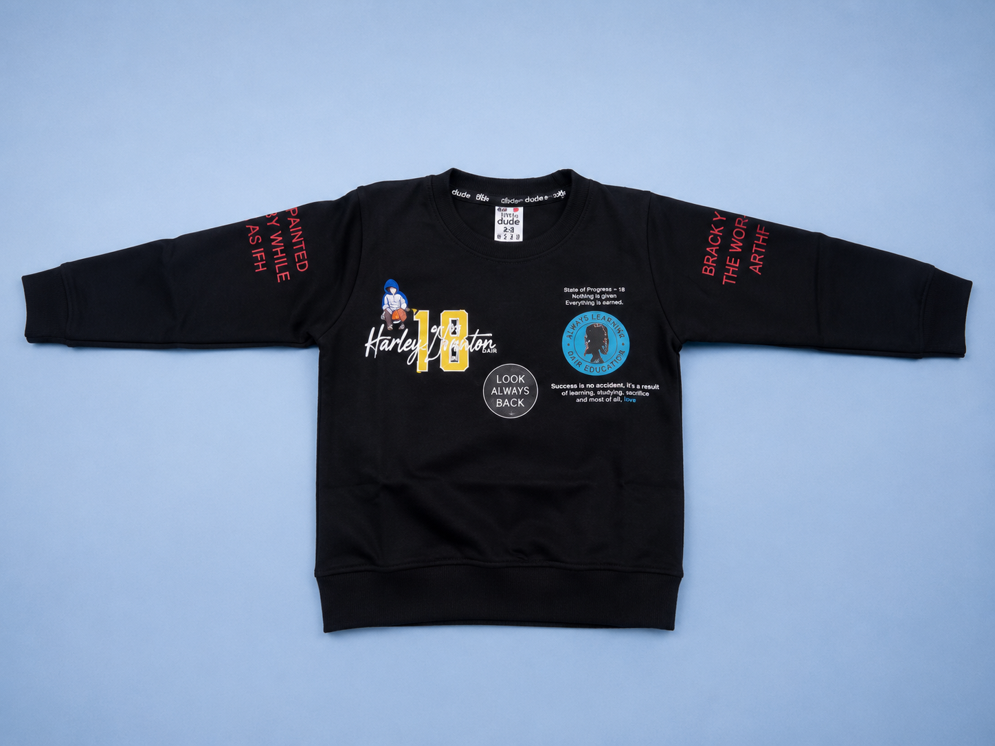 Boys Full Sleeve Sweatshirt & Jogger Pants Set | Cotton Co-Ord Outfit | Black
