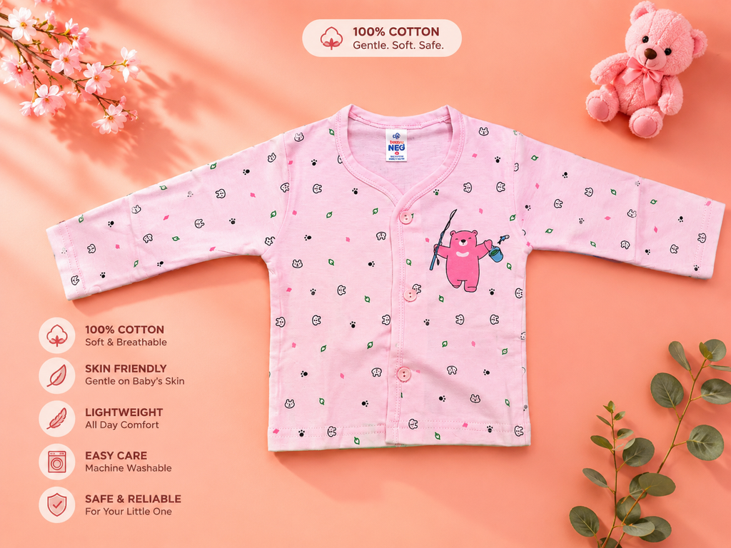 Newborn Baby 4-Piece Cotton Clothing Set | Full Sleeve Pink Gift Set | 0–3 Months