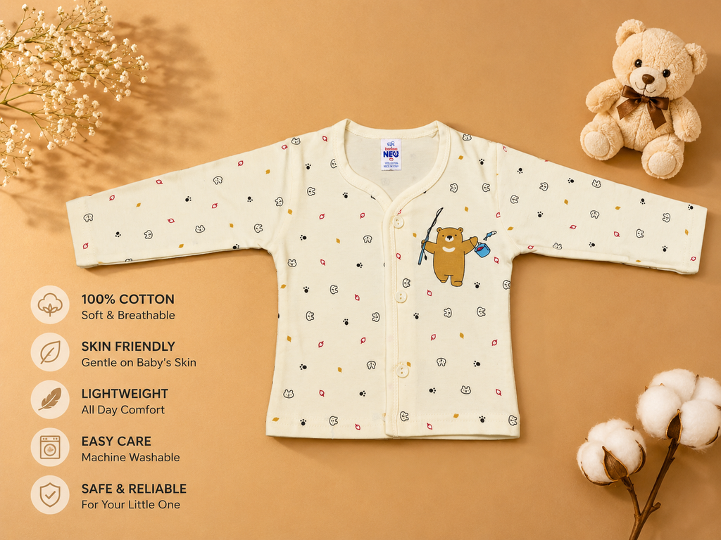 Newborn Baby 4-Piece Cotton Clothing Gift Set | Full Sleeve | light yellow | 0–3 Months
