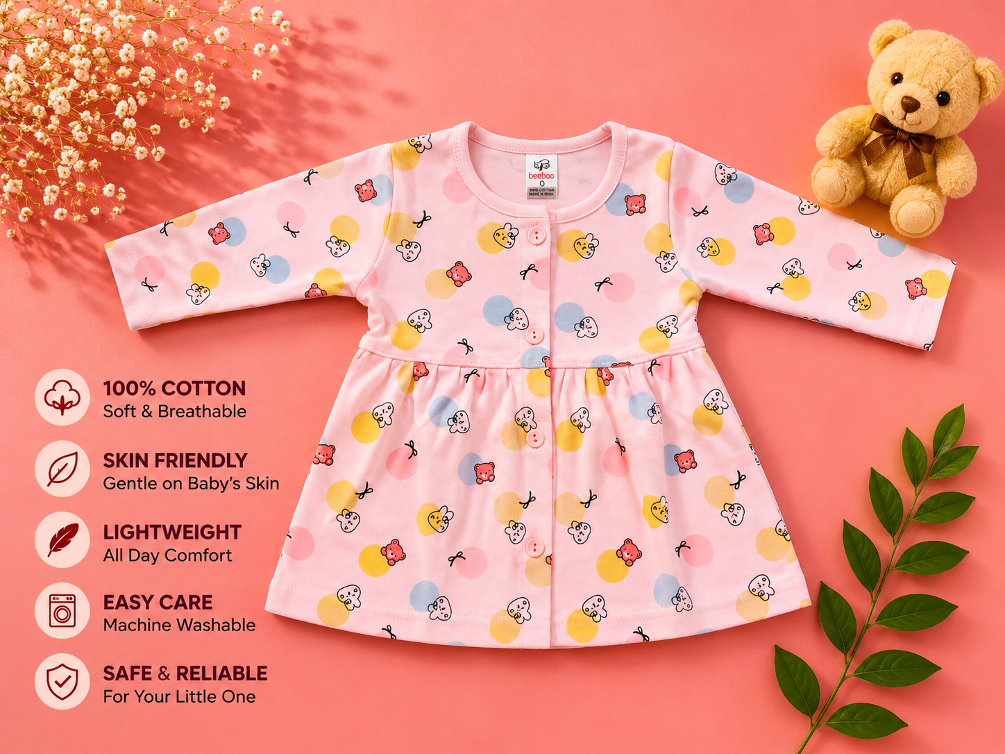 Baby Girls 100% Cotton Printed Top & Leggings Set | Soft Baby Clothing