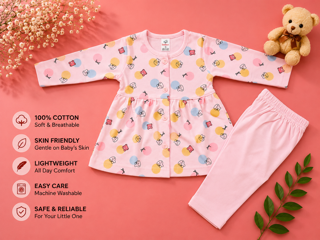 Baby Girls 100% Cotton Printed Top & Leggings Set | Soft Baby Clothing