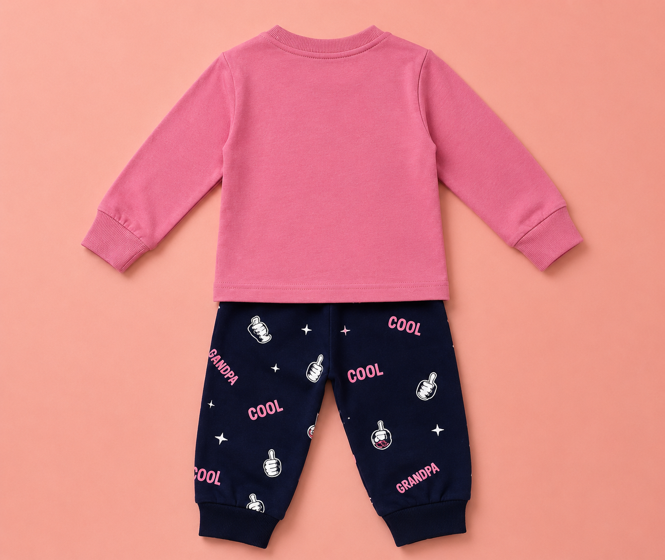 Cool Grandpa Kids Outfit Set | Pink Sweatshirt & Navy Joggers
