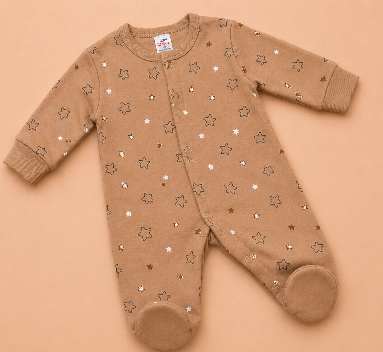 Baby Star Print Footed Sleepsuit | Soft Cotton One-Piece Romper